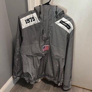 Gray/reflective Members Only Jacket with Flag Patch